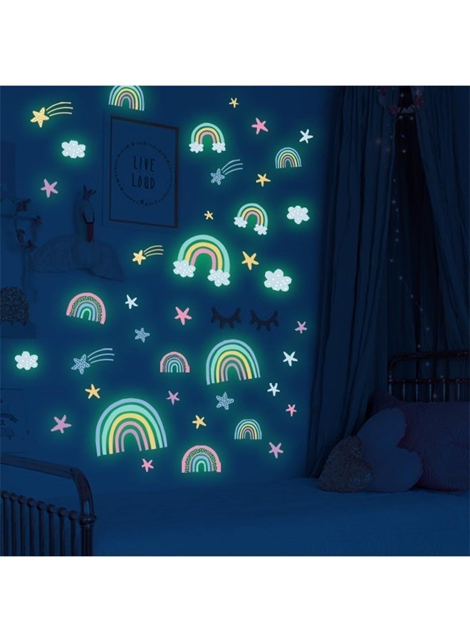 HOMESTAR Wall Stickers, Rainbow, Clouds, Stars, Glow in The Dark, DIY Home Decor for Kids, Bedroom, Bathroom Decorations - Image 4